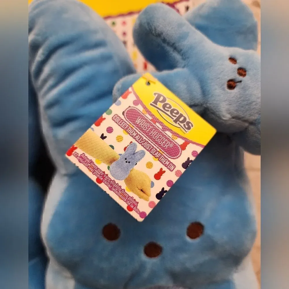 New Kids Easter Peeps Plush Bunny Blue Slippers, Size M 13-1